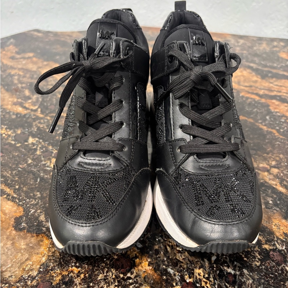Michael Kors Black and White Lace-Up Sneakers - Picture 6 of 11
